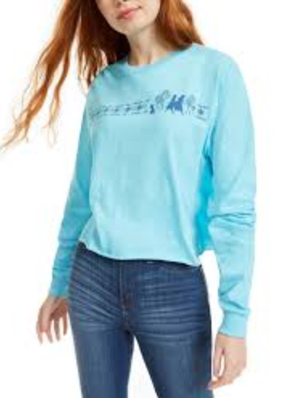Disney Juniors' Women's Frozen Graphic T-Shirt Blue Size Extra Large